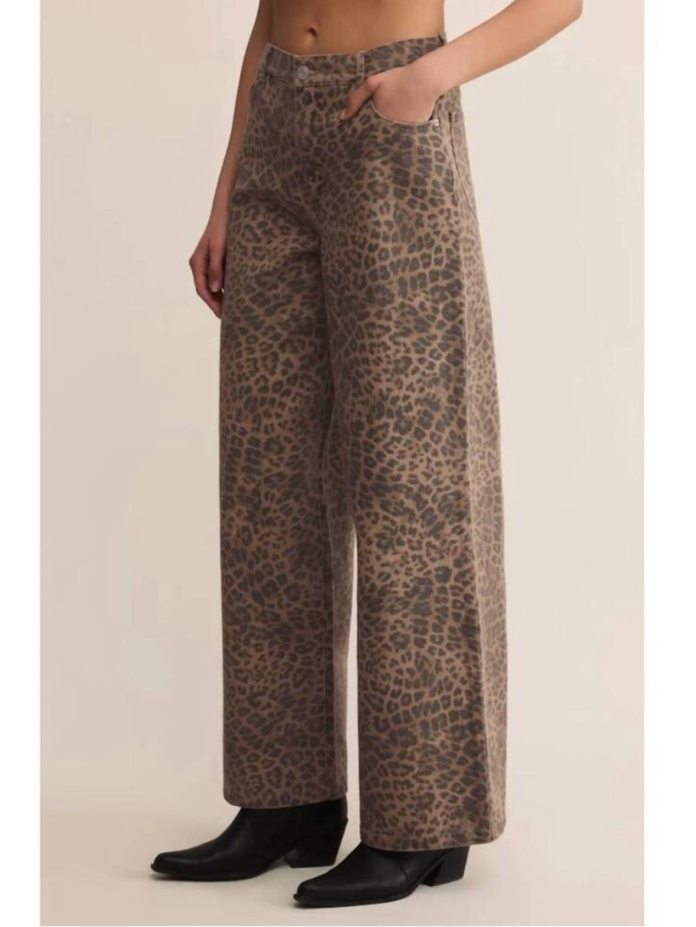 NWT Z Supply Marli Denim Leopard Print